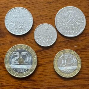 Lot de 5 Pièces de monnaie (divers Francs) - 1966 - 1976 - 1982 - 1990 - 1993 - Semeuse - Collection - Numismate