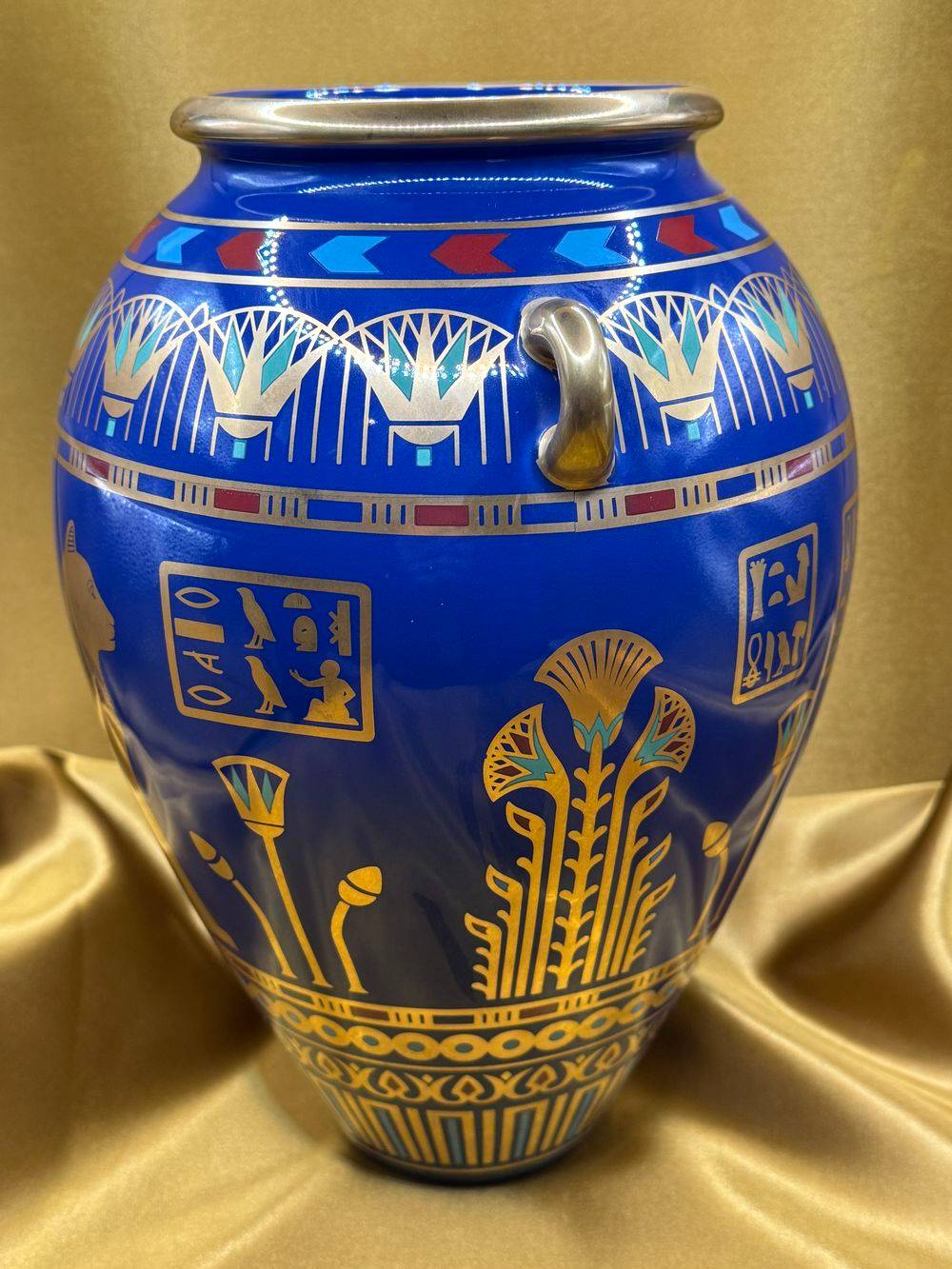 Très beau vase by Roushdy Iskander Garas - The Golden vase of Bast - Fait main - Décorations "Chat" avec de l’or 24k - En porcelaine fine - The Franklin Mint - 1987 - Estampillé - Collection - Décoration - Vintage – Image 3