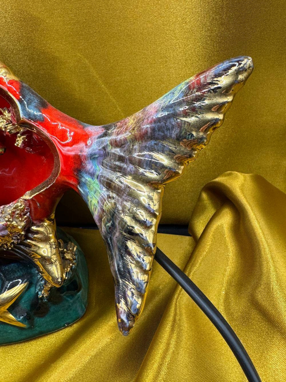 Superbe lampe poisson Vallauris des années 70 - En excellent état - Electrification parfaitement fonctionnelle et récente - Collection - Décoration - Vintage – Image 3