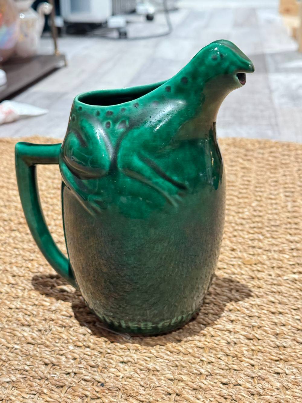 Le plus ancien des Pichets publicitaire "l'Héritier Guyot" et sa belle grenouille verte en barbotine - Vers 1940/1950 - Collection - Vintage - Bistro - Bar – Image 6