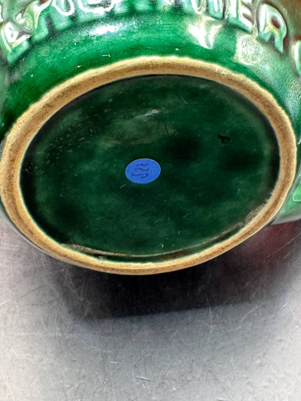 Le plus ancien des Pichets publicitaire "l'Héritier Guyot" et sa belle grenouille verte en barbotine - Vers 1940/1950 - Collection - Vintage - Bistro - Bar – Image 7