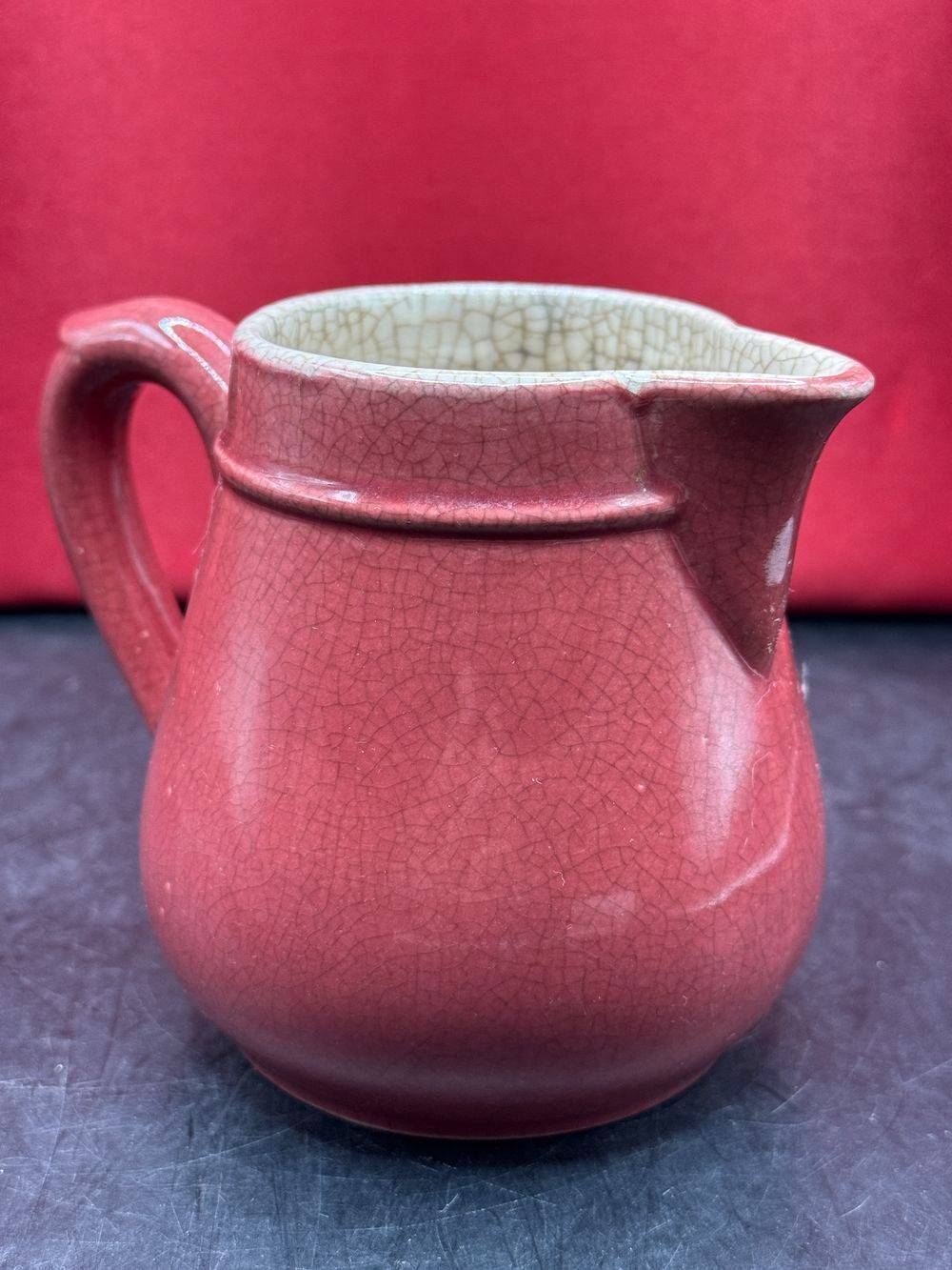 Charmant petit pichet en céramique craquelée - De couleur rose - Numéroté - Vers 1950 - Collection - Vintage - Bistro - Bar – Image 5