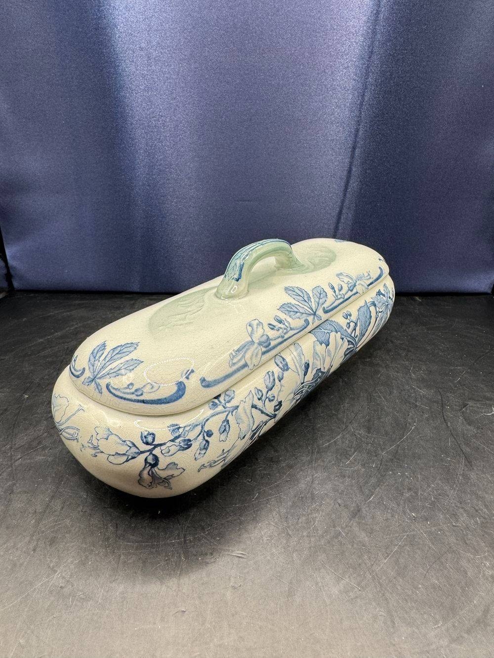 Ancienne belle boîte porte brosses à dents en céramique - Cachet Lunéville K & G (Keller et Guérin) - Modèle Saïgon - Vers 1930 - Collection - Décoration – Image 3