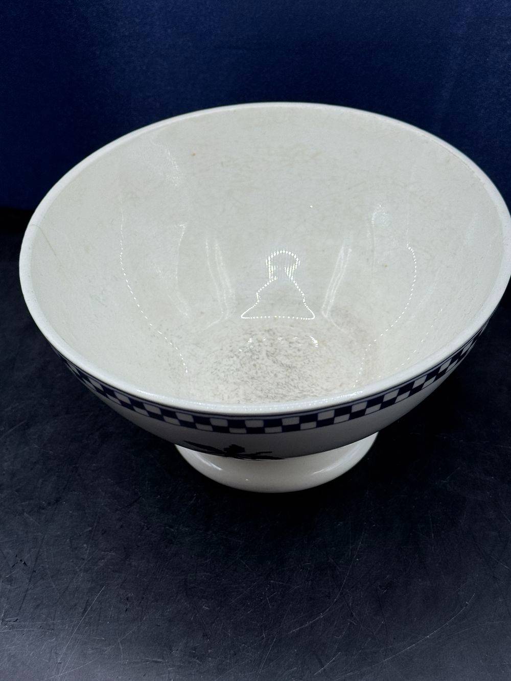 Bol en faïence - Décor floral bleu - Estampillé France - Collection - Décoration – Image 5