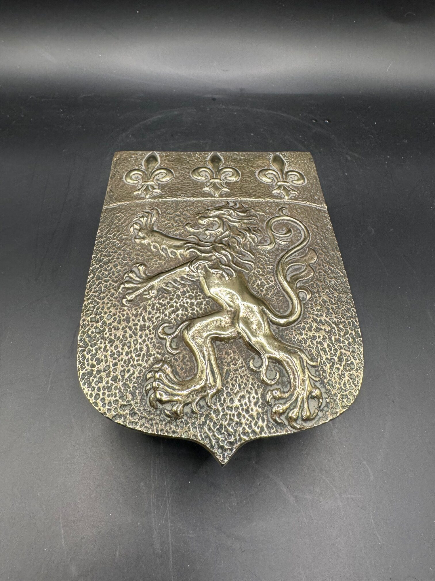 Max Le Verrier - Rare boite/coffret en bronze - Décor Fleurs de Lys et Lion - Ensemble signé - Collection - Décoration – Image 2