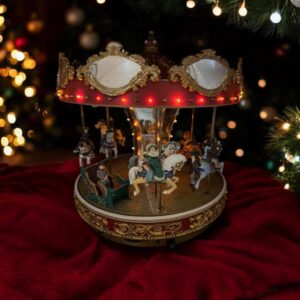 Ancien Carrousel à trois étages "Mr Noël-Mr. Christmas - Holiday Around The Carousel” - 1996 - Vintage - Animations et lumières - Joue plusieurs chansons - Décoration - Collection - Cadeau - Sapin