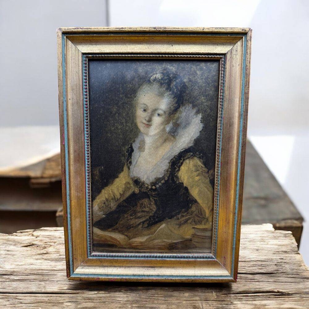 Ensemble/lot rare de 8 anciens petits cadres avec différentes reproductions sur soie - Déco - Collection – Image 3