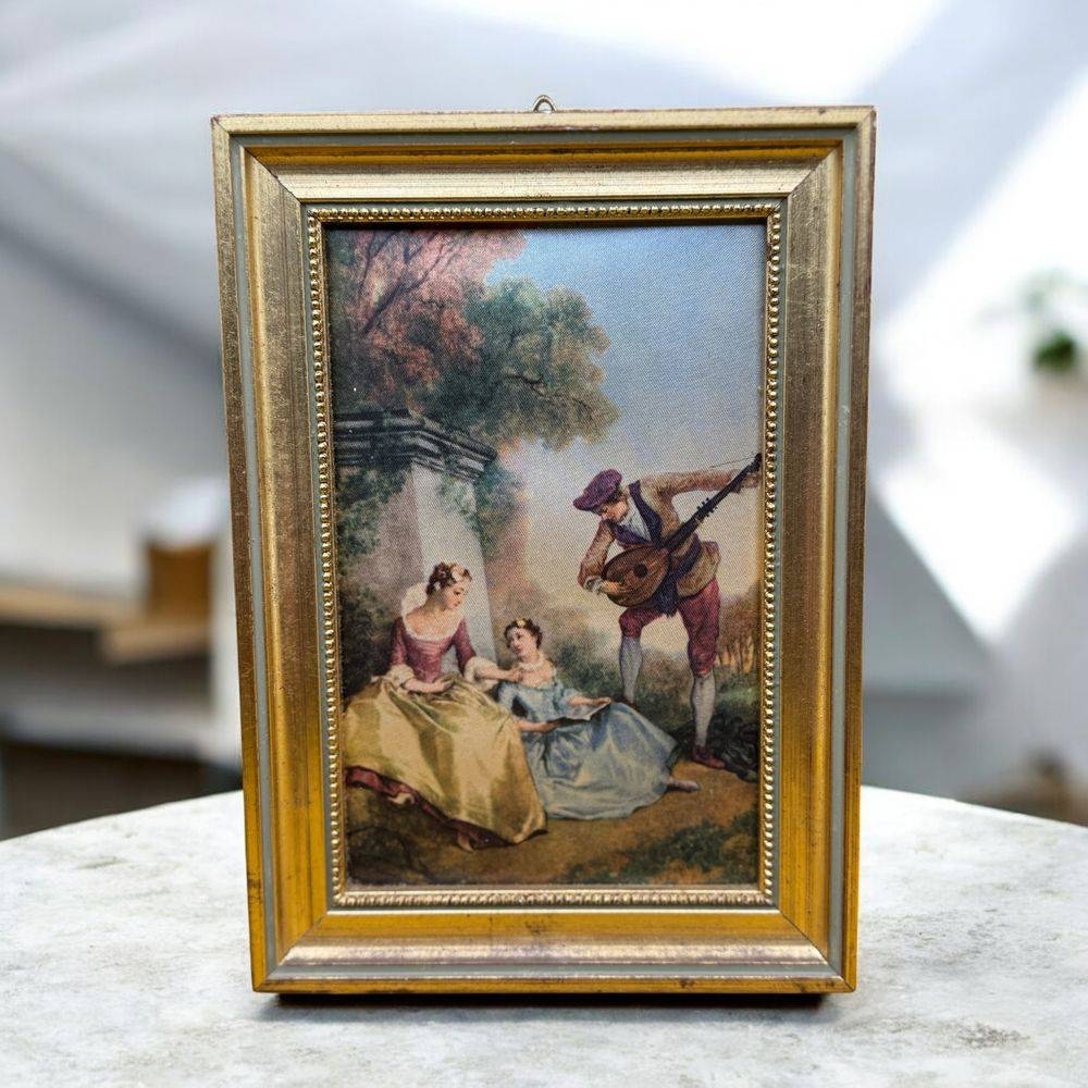 Ensemble/lot rare de 8 anciens petits cadres avec différentes reproductions sur soie - Déco - Collection – Image 4