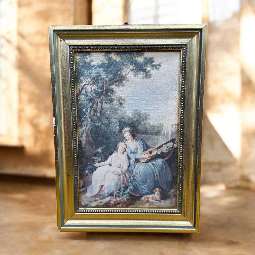 Ensemble/lot rare de 8 anciens petits cadres avec différentes reproductions sur soie - Déco - Collection – Image 7