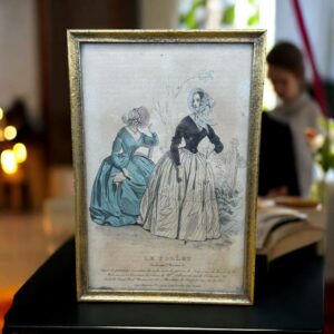 Rare ancien cadre de mode illustrée - Sous Verre avec cadre doré - Folliet - Bd Saint Martin - Déco - Collection