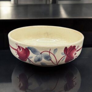 Charmant bol 19ème en faïence de Gien - Décor floral et frise peints à la main - Estampillée et numérotée - Modèle Calais - Collection - Décoration