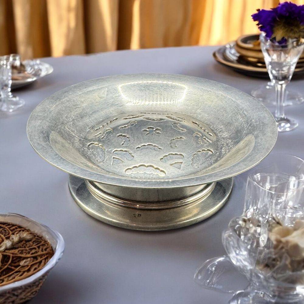 Rare ancien beurrier Coquillor des années 60 - Ajouré et en métal argenté - Poinçons et estampillé - Collection - Décoration - Vintage