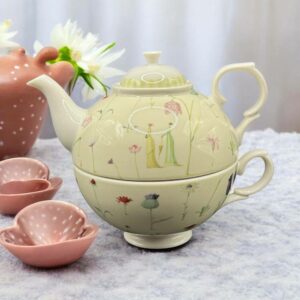 Charmant Tasse/théière Portmeirion "Up the Garden Path" - Ensemble de trois pièces fabriqué en Angleterre - Décor floral - Estampillé - Collection - Décoration