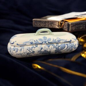 Ancienne belle boîte porte brosses à dents en céramique - Cachet Lunéville K & G (Keller et Guérin) - Modèle Saïgon - Vers 1930 - Collection - Décoration