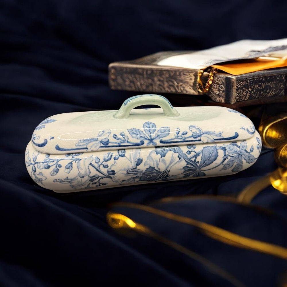 Ancienne belle boîte porte brosses à dents en céramique - Cachet Lunéville K & G (Keller et Guérin) - Modèle Saïgon - Vers 1930 - Collection - Décoration