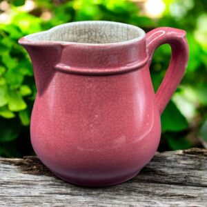 Charmant petit pichet en céramique émaillé - De couleur rose - Numéroté - Vers 1950 - Collection - Vintage - Bistro - Bar