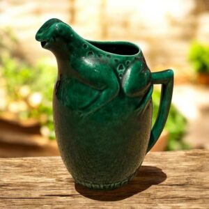 Le plus ancien des Pichets publicitaire "l'Héritier Guyot" et sa belle grenouille verte en barbotine - Vers 1940/1950 - Collection - Vintage - Bistro - Bar