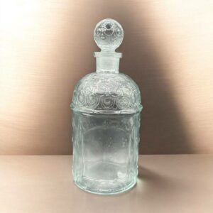 Ancien Magnifique flacon - 2 (et son bouchon) en verre moulé d'eau de Cologne impériale de l’impératrice Eugénie - Modèle “aux Abeilles” de Guerlain - Mi 20ème - Made in France - Décoration - Vintage