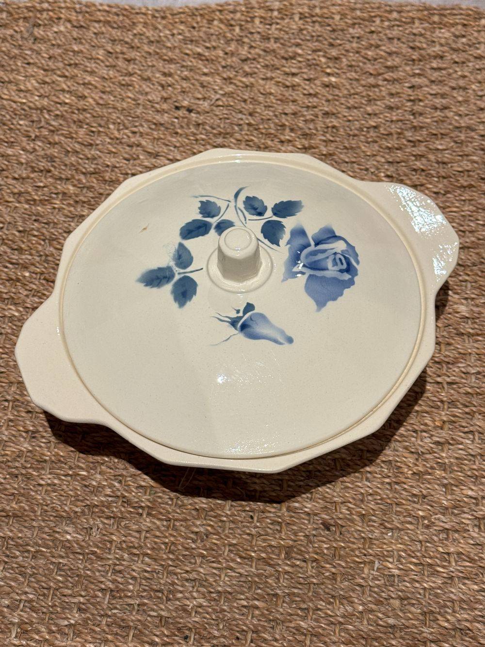 Soupière Art Déco avec couvercle - Digoin Sarreguemines - France - Vers 1930 - Superbe décor floral bleu - Estampillée - Collection - Décoration – Image 6