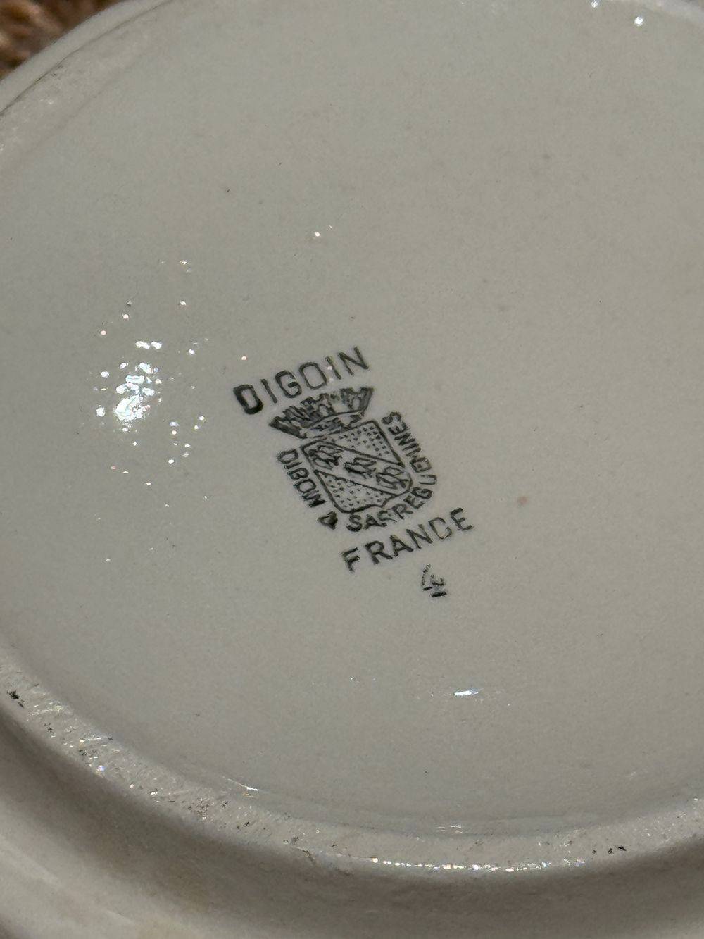 Soupière Art Déco avec couvercle - Digoin Sarreguemines - France - Vers 1930 - Superbe décor floral bleu - Estampillée - Collection - Décoration – Image 2