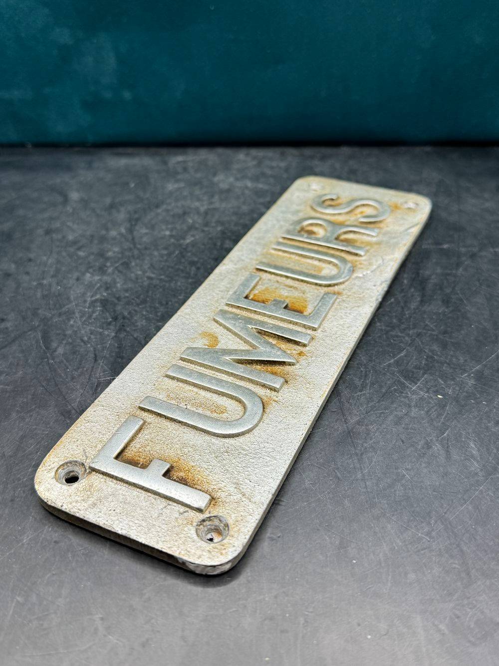 Authentique plaque métallique "Fumeurs" de la sncf - Train grandes lignes - France - Vers 1970/80 - Collection - Décoration - Vintage – Image 4