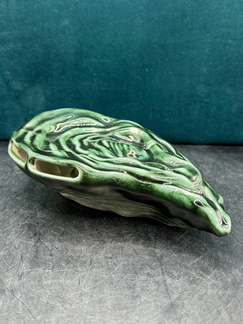 Ancienne huitre en céramique et porte fourchettes (cinq incluses)- Ensemble fabriqué par Longueville - France - Collection - Décoration – Image 7