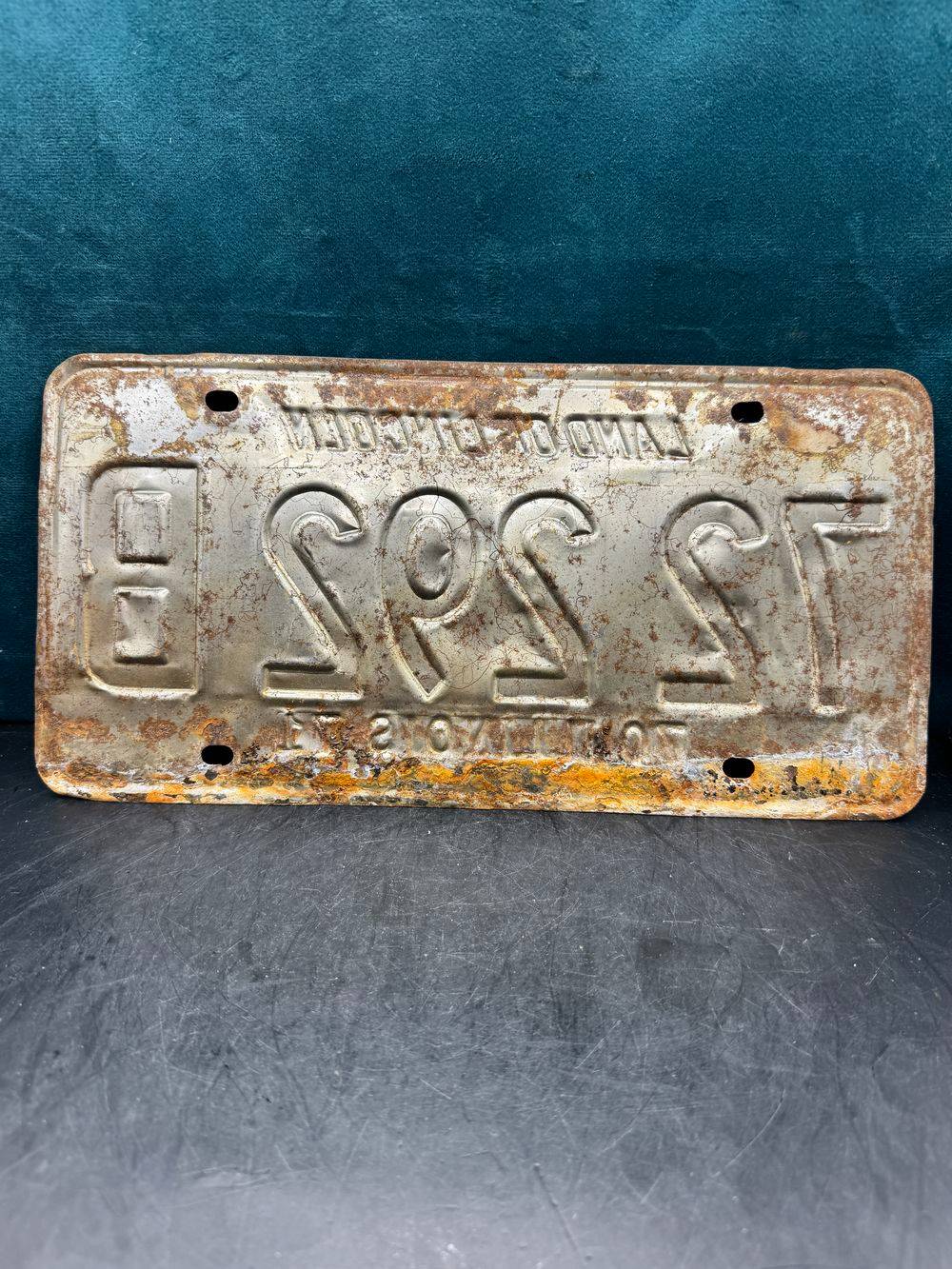 Vraie plaque originale d'immatriculation (en métal et relief) - Vintage des Usa - Etats-Unis - Illinois de 1970/1971 - Jaune - Décoration murale pour garage - Collection – Image 3