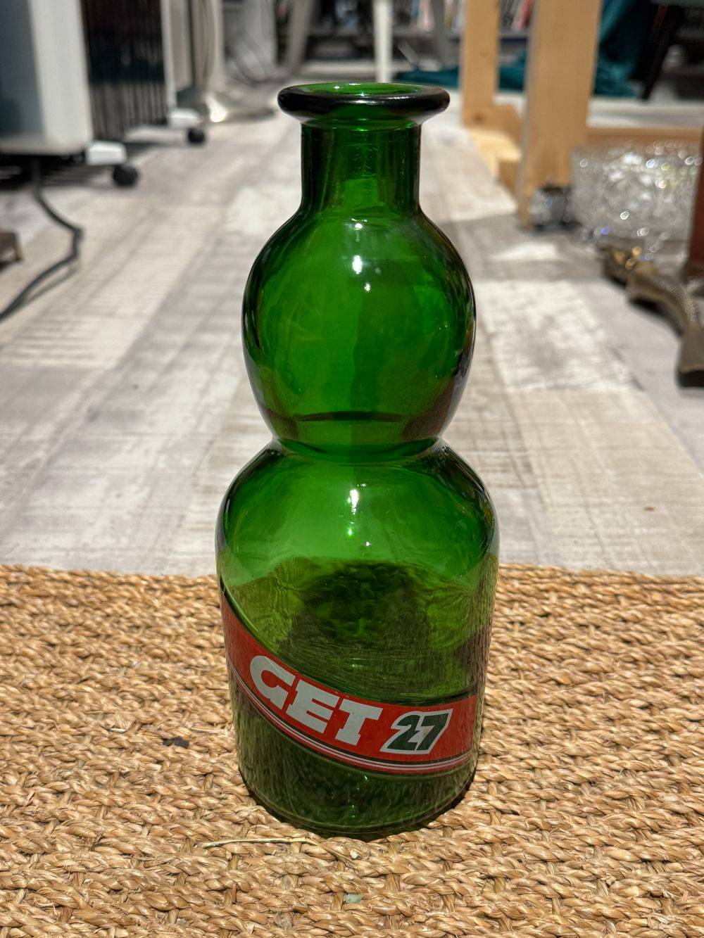 Lot / ensemble de trois anciennes grandes et différentes Carafes publicitaires - Get 27 - Verres lisse et granuleux - Collection - Vintage - Déco bistrot - bar – Image 2