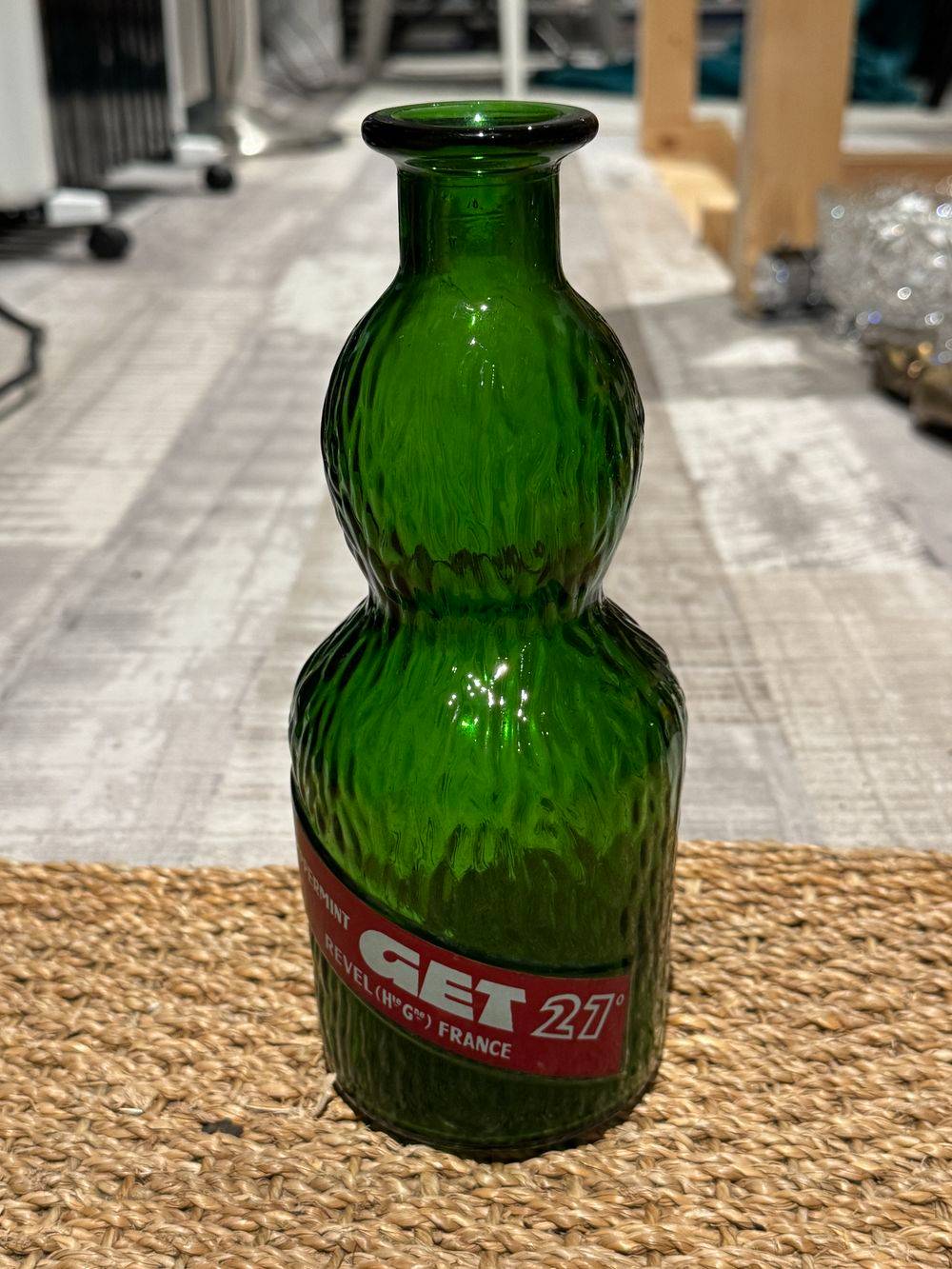Lot / ensemble de trois anciennes grandes et différentes Carafes publicitaires - Get 27 - Verres lisse et granuleux - Collection - Vintage - Déco bistrot - bar – Image 7