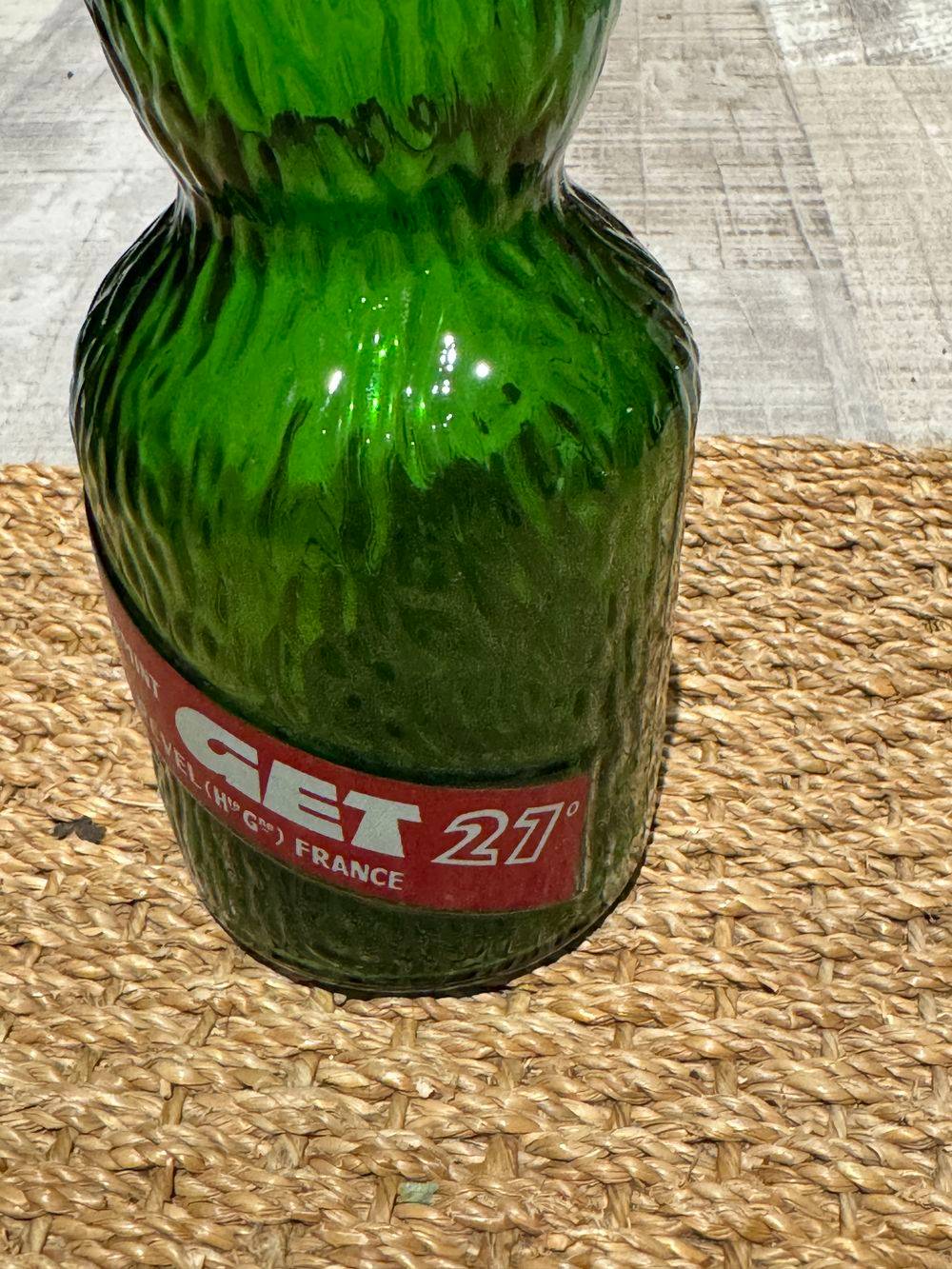 Lot / ensemble de trois anciennes grandes et différentes Carafes publicitaires - Get 27 - Verres lisse et granuleux - Collection - Vintage - Déco bistrot - bar – Image 11