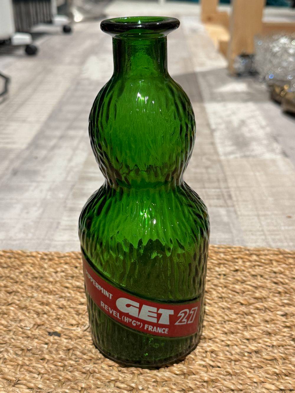Lot / ensemble de trois anciennes grandes et différentes Carafes publicitaires - Get 27 - Verres lisse et granuleux - Collection - Vintage - Déco bistrot - bar – Image 13