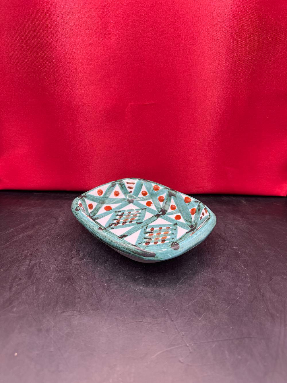 Joli Ancien Vide poche / Porte savon / Beurrier - Décor style Picault - Des années 60-70 - Signé et estampillé Antoine Fazio de Vallauris - Collection - Décoration – Image 4