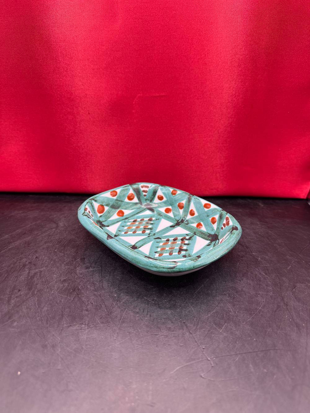 Joli Ancien Vide poche / Porte savon / Beurrier - Décor style Picault - Des années 60-70 - Signé et estampillé Antoine Fazio de Vallauris - Collection - Décoration – Image 6