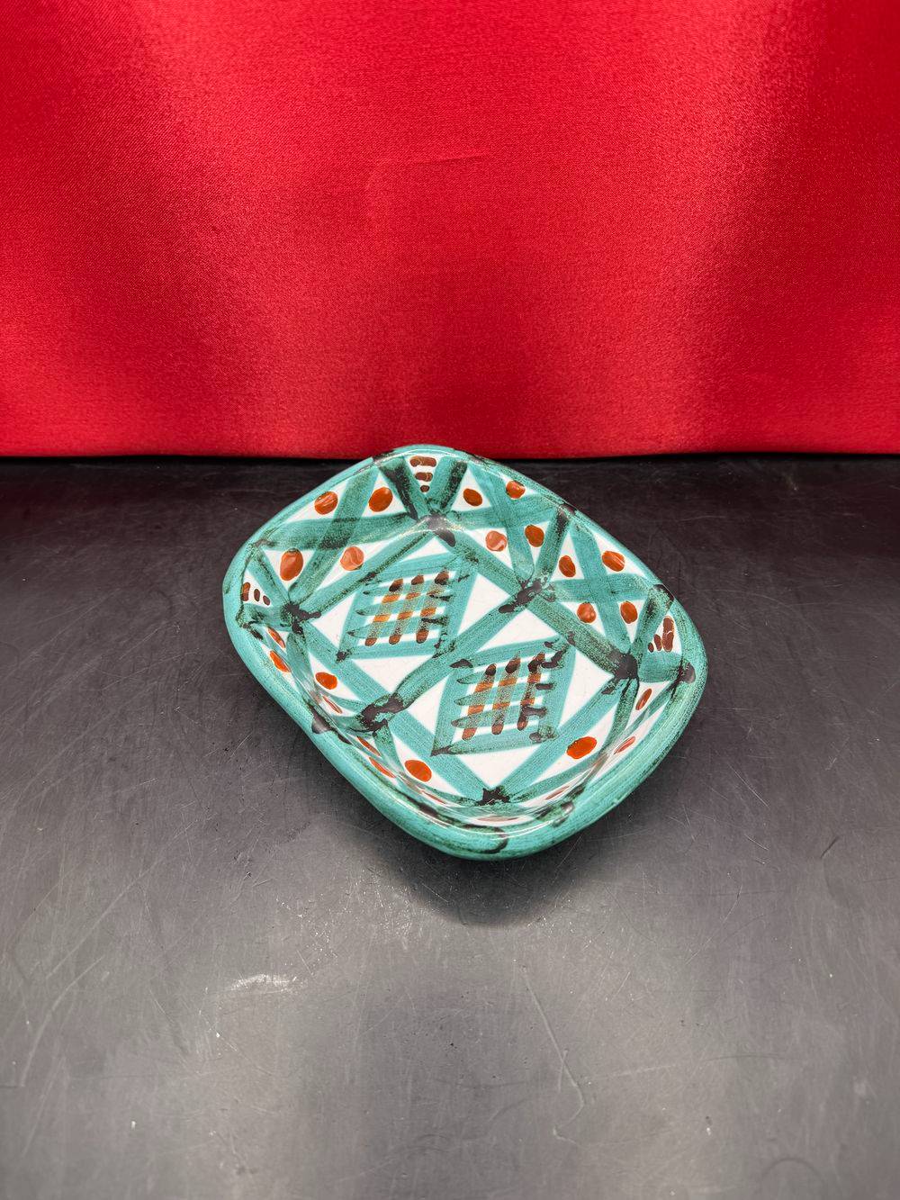 Joli Ancien Vide poche / Porte savon / Beurrier - Décor style Picault - Des années 60-70 - Signé et estampillé Antoine Fazio de Vallauris - Collection - Décoration – Image 7