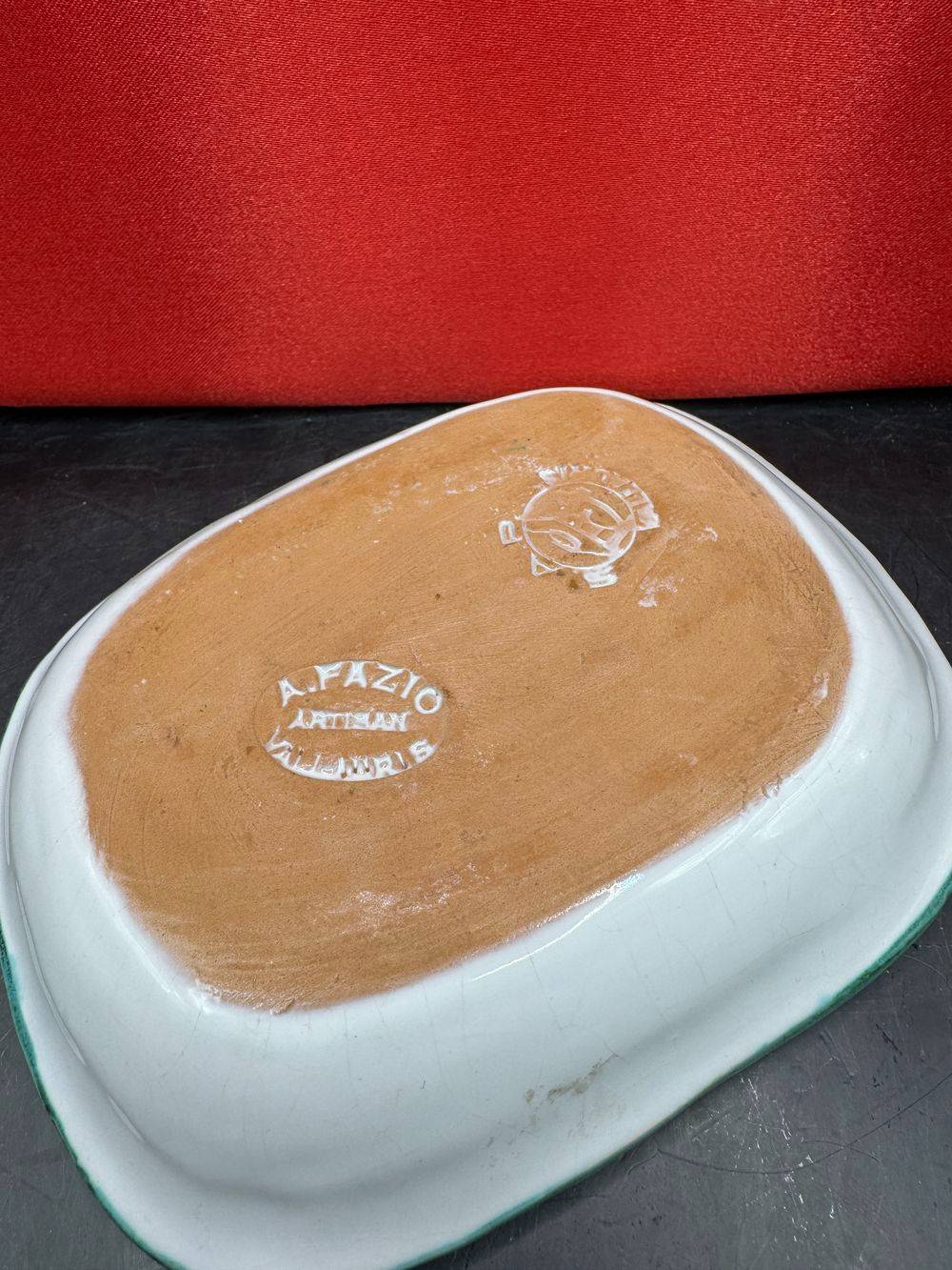 Joli Ancien Vide poche / Porte savon / Beurrier - Décor style Picault - Des années 60-70 - Signé et estampillé Antoine Fazio de Vallauris - Collection - Décoration – Image 3