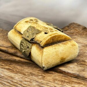 Ancienne Boîte à bijoux en os - Faite à la main - Made in India - Charnière et fermoir métal - Intérieur velours marron - Collection - Décoration