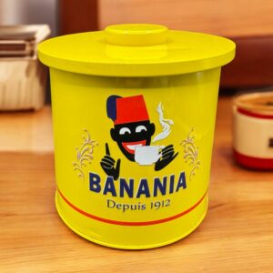 Boîte cylindrique publicitaire Banania vide - En tôle et lithographiée - De 2014 - Collection - Décoration
