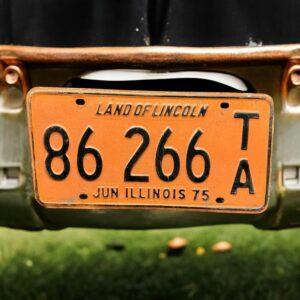 Vraie plaque originale d'immatriculation (en métal) - Vintage des Usa - Etats-Unis - Illinois de 1975 - Orange - Décoration murale pour garage - Collection