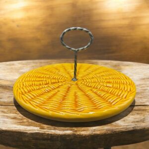 Magnifique Plateau à fromage des années 60 - Motif paille - Vallauris - Vintage