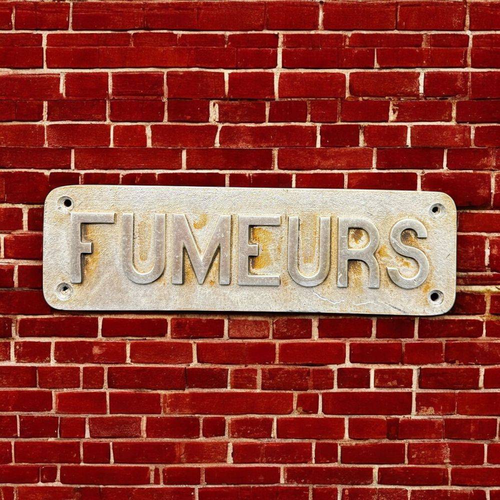 Authentique plaque métallique " Fumeurs" de la sncf - France - Vers 1970/80 - Collection - Décoration - Vintage