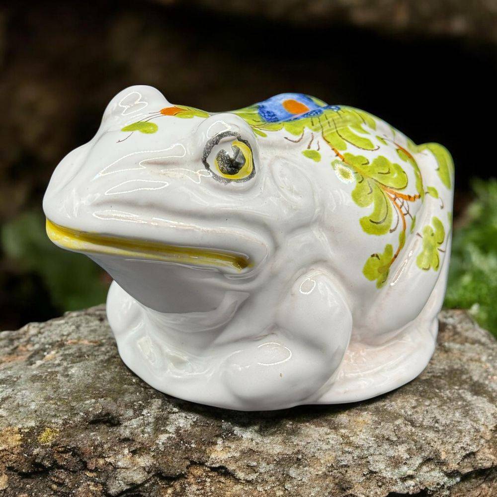 Grenouille / Crapaud en céramique polychrome des années 70/80 - Italie - Décor floral - Collection - Décoration
