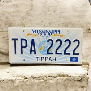 Vraie plaque originale d'immatriculation (en métal et relief) - Usa - Etats-Unis - Etat du Mississippi - Blanche - Décoration murale pour garage - Collection