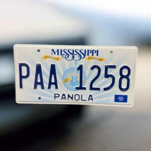 Vraie plaque originale d'immatriculation (en métal et relief) - Usa - Etats-Unis - Etat du Mississippi - Blanche - Décoration murale pour garage - Collection