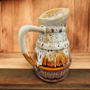 Ancien Pichet en grès flammé - 1/2 litre - En forme de petit tonneau - Circa 1970 - Décoration bar bistrot - Collection - Vintage