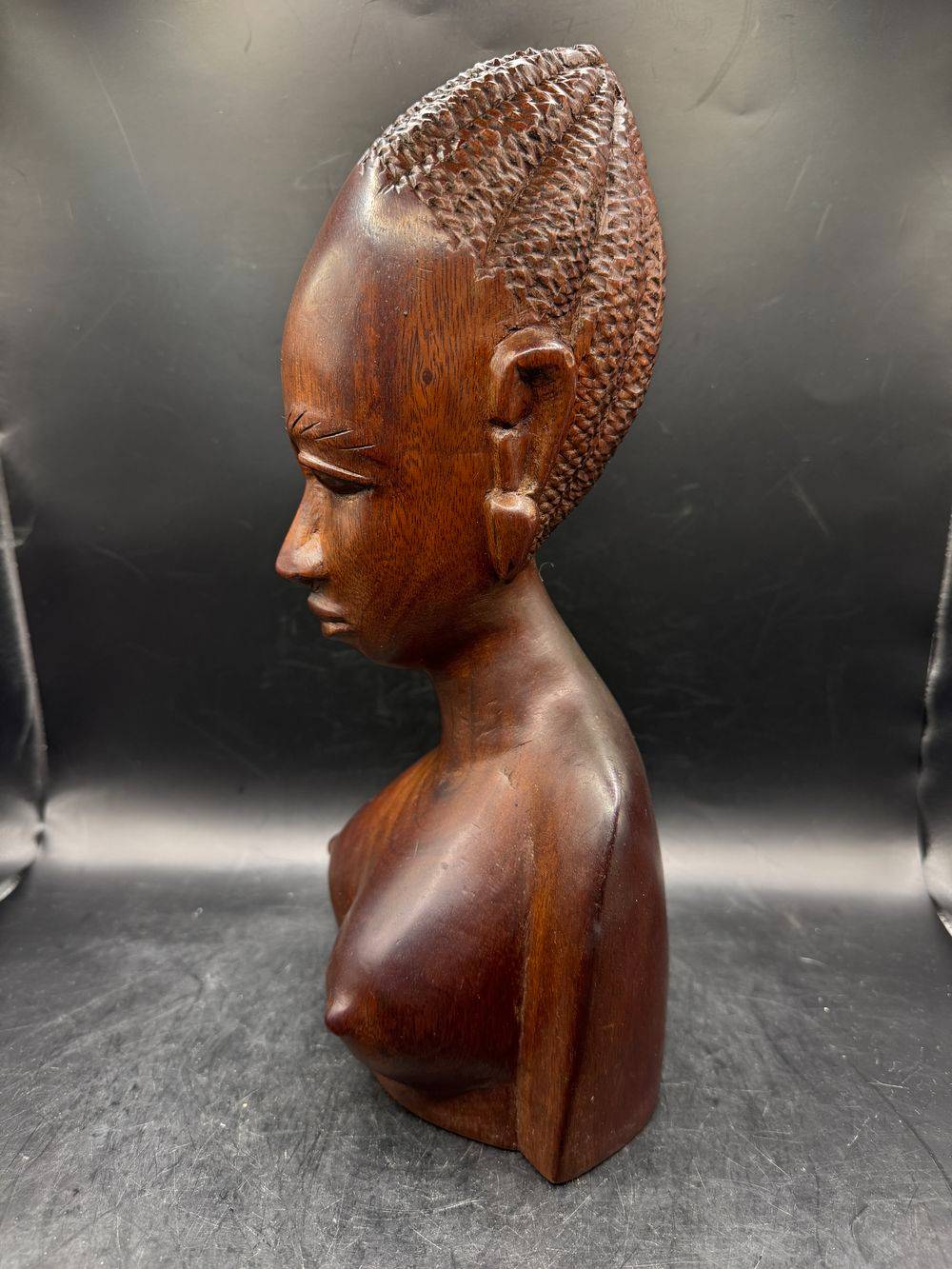 Ancien buste de Femme sexy en bois massif sculpté - Art Africain - Pièce unique - Des années 80 - Collection - Vintage – Image 2