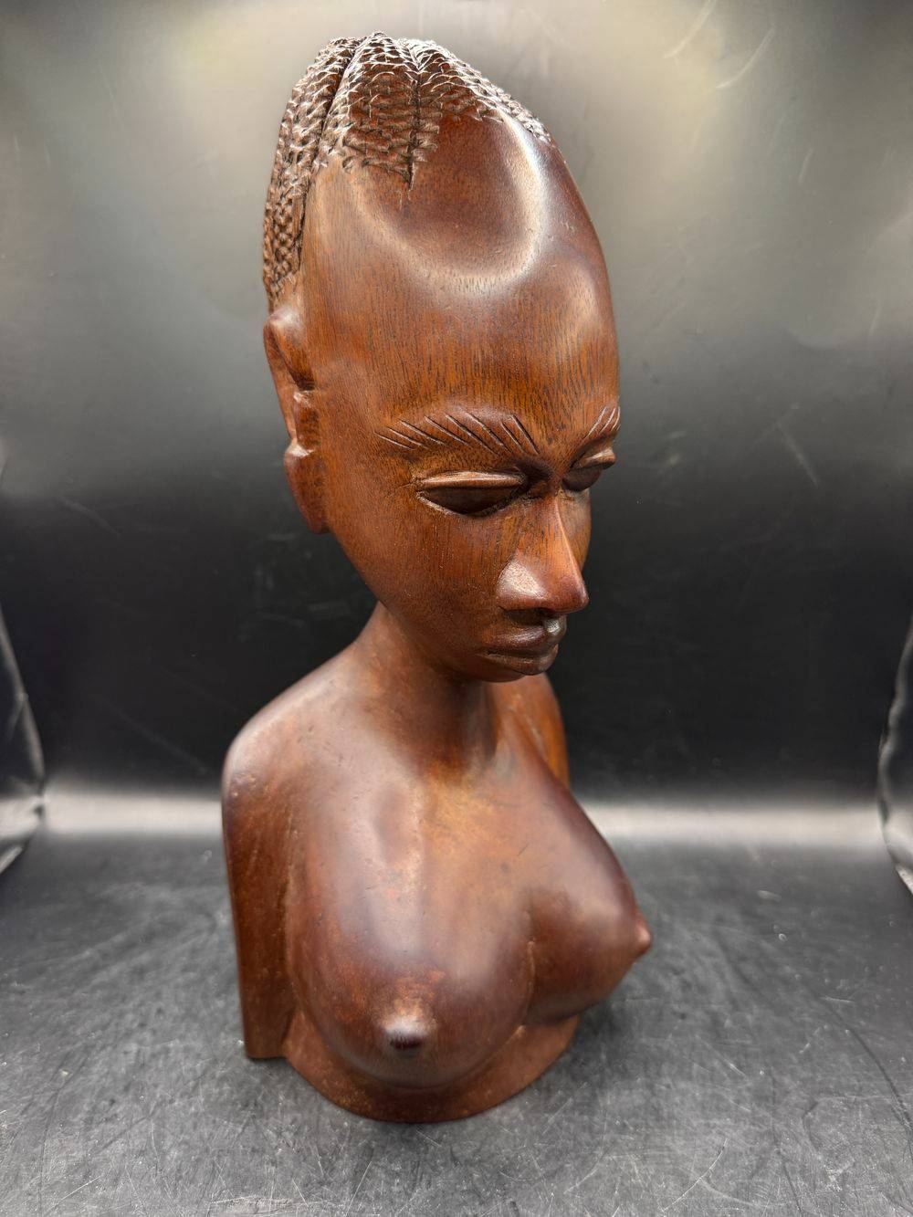 Ancien buste de Femme sexy en bois massif sculpté - Art Africain - Pièce unique - Des années 80 - Collection - Vintage – Image 6