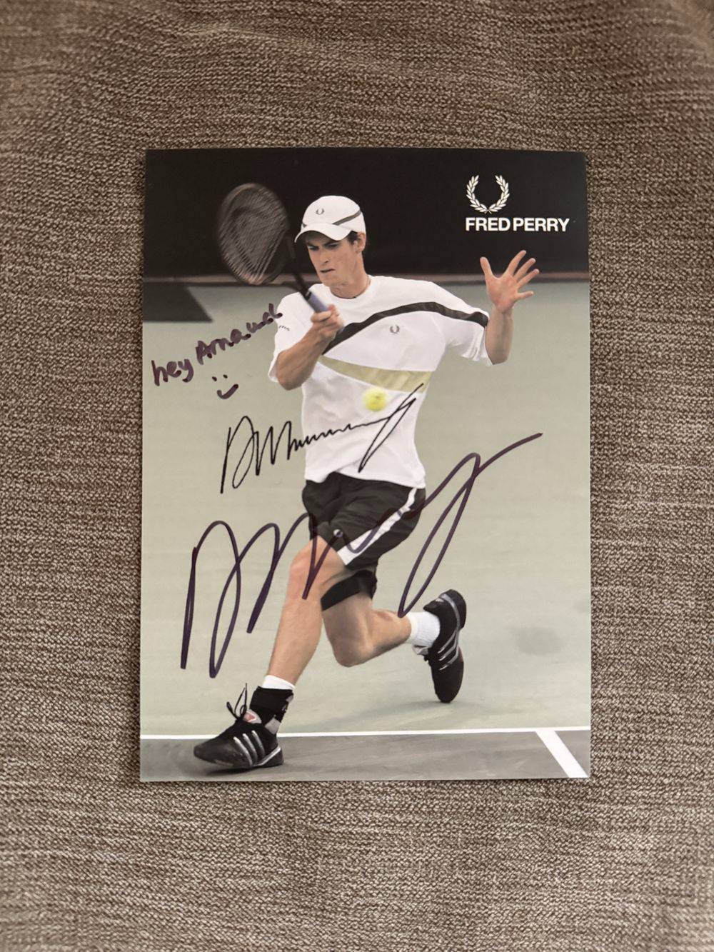 Dédicace - Autographe - Rare carte signée au feutre noir par Andy Murray - Format 10x15 - Tennis - Roland-Garros - Wimbledon - Us Open - OA - Collection