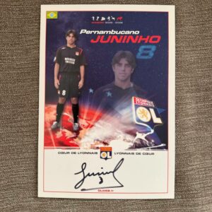 Dédicace - Autographe - Rare carte signée au feutre par Juninho - Format 10x15 - Football - Brésil - Ol - Collection