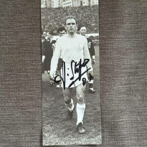 Dédicace - Autographe - Rare coupure de presse signée au feutre par Alfredo Di Stéfano - Format 7x17 - Football - Real Madrid - Collection