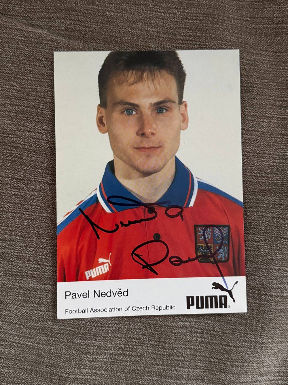 Dédicace - Autographe - Rare carte signée au feutre par Pavel Nedved - Format 10x15 - Football - Juventus - Roma - Collection